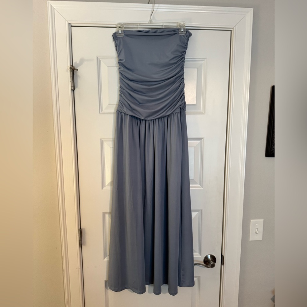 Dusty blue midi dress - Picture 1 of 5